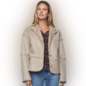 NWT Flag & Anthem Pennington Reversible Faux Fur Jacket XXL Cozy Neutral Beige